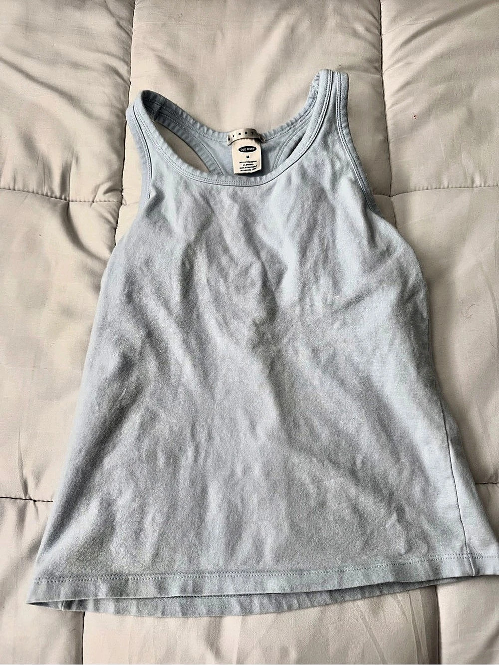 Old Navy Stretch Ribbed Racerback Tank Top Blue Medium
